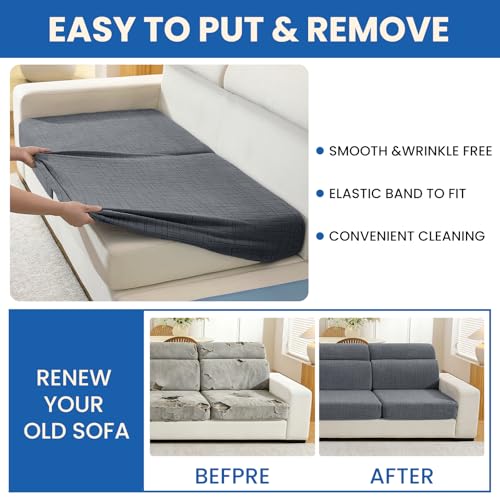 Super Stretch Sofa Cushion Covers (3 Piece, Light Gray) - color: Light Gray, size: 3 Cushion Sofa