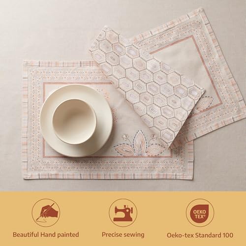 Maison d' Hermine Placemats Set of 4 Reusable 100% Combed Cotton (13"x19") - color: 020 - Society Florals, size: 13" X 19" (Pack of 4)