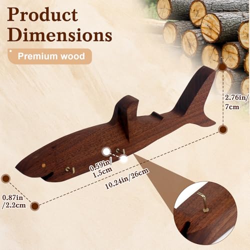 Wood Shark Shape Business Card Holder for Desk,Wood Name Card Holder - color: Walnut Shark Shape