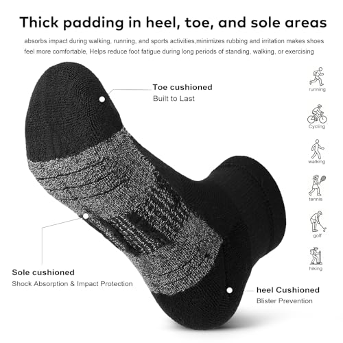 cuangya Women Athletic Ankle Cushioned Running Socks 6-Pairs - color: 5 Pairs Black Socks, size: 5-8