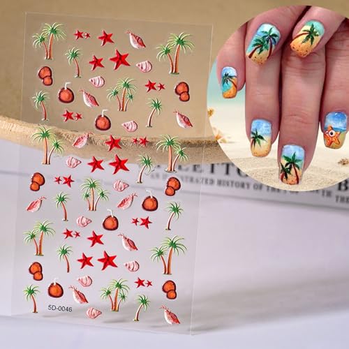 Beach Nail Stickers for Nail Art Shell Nail Decals for Women - color: Colorful-08
