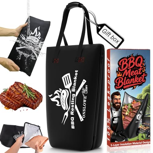 BBQ Blanket for Resting Meat - Meat Resting Bag of Washable Oxford Cloth - Insulated Brisket Resting Blanket for Turkey, Pork Shoulder & Beef - Gifts for Men, BBQ Lovers Gift (Black New, 21 in) - color: Black New, size: 21 in