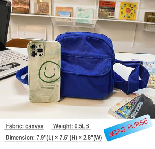 Small Crossbody Bag Cute Purse Mini Canvas Crossbody Purse Phone bag - color: White