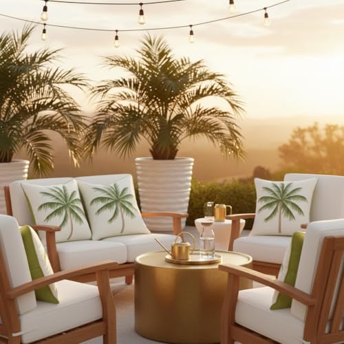 18x18 Palm Tree Embroidered Throw Pillow Covers Pack of 2 Green - color: Green Tropical Palm Tree