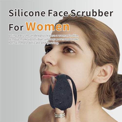 Soft Silicone Face Scrubber,Facial Cleansing Brush,Face Washing Bruhs for Deep Clean,Gently Exfoliator, Pore Cleansing, Blackhead Removing, Deep Scrubbing Brushes for All Kinds of Skins,2pack - color: Black+pink