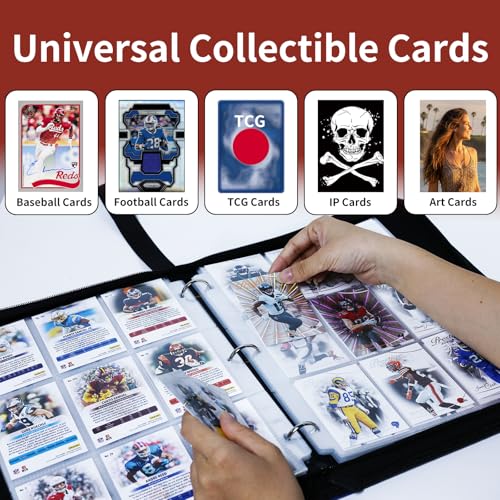 Baseball Card Binder, 1080 Pockets 9-Pocket Trading Card Album with Zipper - color: Baseball B