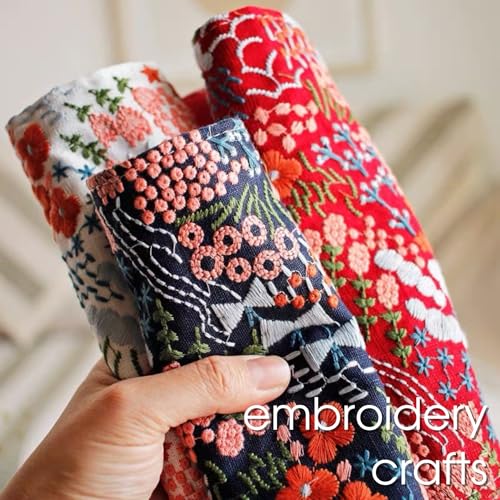 Pastoral Style Embroidered Fabric Coasters 4 Inch for Glass Cup Ceramic Cup, Japanese Style Deco for Kitchen Tea Table Cup Mat Cushion Pad (style01-navy)
