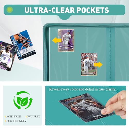 Trading Card Binder 9 Pocket, 360 Pockets Card Collection Binder - color: Turquoise
