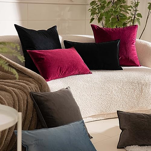 JUSPURBET 22x22 Velvet Throw Pillow Covers Set of 2 for Couch Bed Sofa,Ash - color: Ash, size: 22" x 22" (Pack of 2)