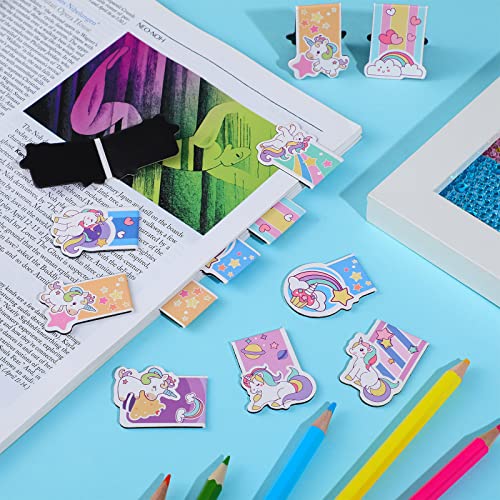 Containlol 40 Pcs Back to School Gift Unicorn Magnetic Bookmarks for Reading Girls Cute Page Clips Bulk Page Markers Bookmark for Classroom Reward Students Unicorn Party School Birthday Home Carnival