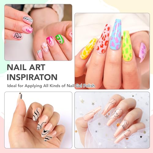 Nail Liner Brushes, Fine Line Nail art Brush 5/9/11/15/18mm Macaron Thin Nail Art Brush Detail Drawing, Liner Brush for Nails Gel - color: Macaron