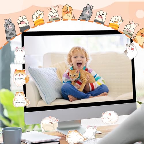 JSRQT 6 Pack 180 Sheets Cat Themed Sticky Notes, Small Cute Post Self Stick Notes Pads for Adult Kids, Kawaii Self-Stick Memo Pads for School Office, Cat Lovers, Plan Reminder, Classroom Rewards