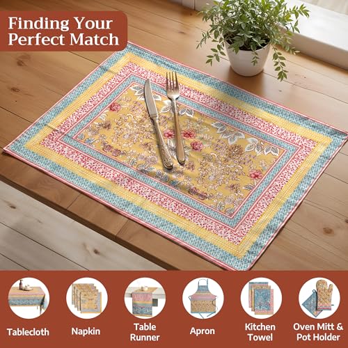 Maison d' Hermine Placemats Set of 4 Reusable 100% Cotton (13"x19") - color: 001 - Marquise, size: 13" X 19" (Pack of 4)