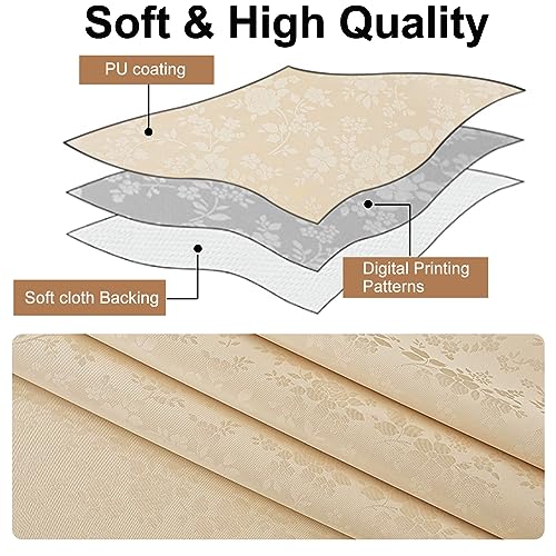 Smiry Rectangle Waterproof Heavy Duty Vinyl Tablecloths, 60 x 84 Inch - color: Beige, size: 84" x 60" (Rectangular)
