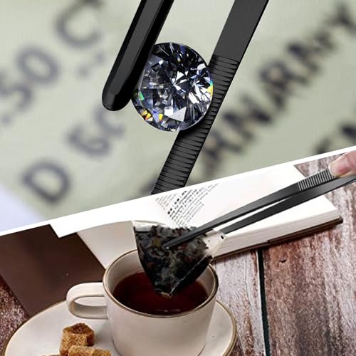Yaomiao 4 Packs 8 Inch Cooking Tweezers Bar Kitchen Tongs, Black - color: Black, size: 8 Inch