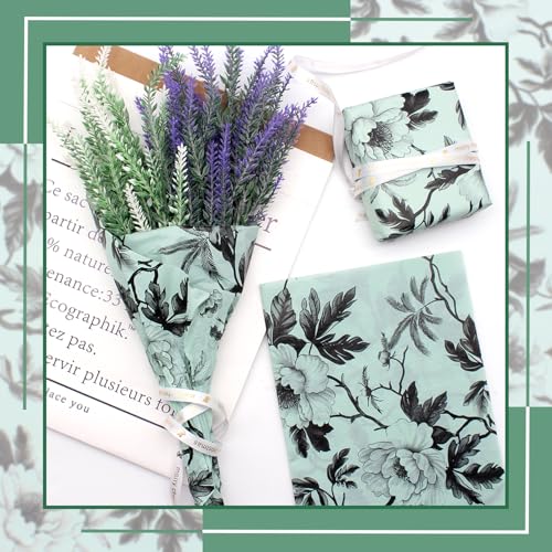 Benvo Floral Tissue Paper 20x29 Inch - 20 Sheets Decoupage Craft Paper for Gift Wrapping, Flower DIY Art Projects, Spring Wedding, Birthday & Baby Shower Decorations(Style L) - color: Mint Peony