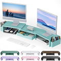 gianotter Dual Monitor Stand Riser With Drawer and 2 Pen Holders - color: Blue