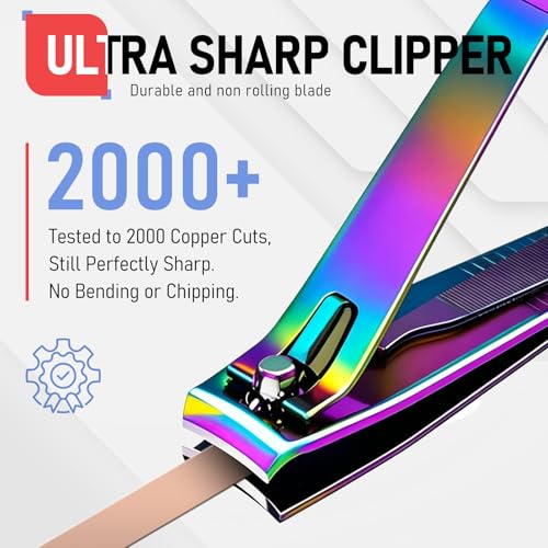 firiKer Nail Clippers with Nail File,Fingernail Clipper,Toe Nail Clippers - color: Rainbow