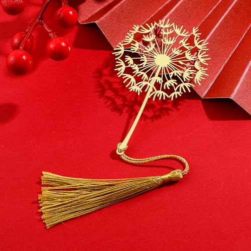 Hollow Flower Dandelion Metal Bookmark Tassel Gift for Bookworms