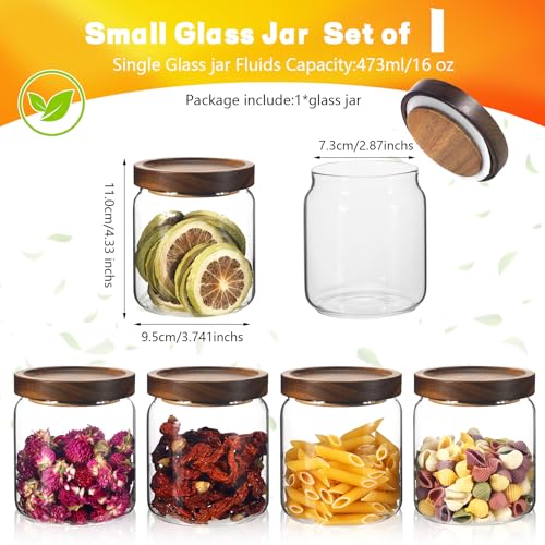 Glass Spice Jars Seasoning Containers Small Glass Jars with Lids Airtight Food Storage Canister for Kitchen Pantry Sugar Tea Coffee Bean Nuts Cookies Herbs Salt (473ml/16oz-1 pcs) - color: 473ml/16oz-1 pcs