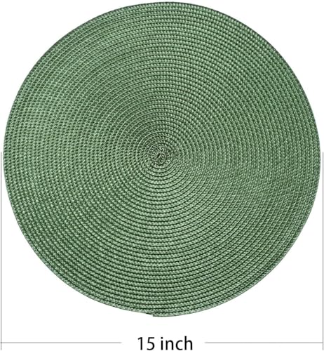 AHHFSMEI Round Placemats Set of 4 Heat Resistant Washable Non-Slip Woven Braided Table Mats for Dining Table Kitchen & Home Decor (Olive Green,4) - color: Olive Green, size: Set of 4