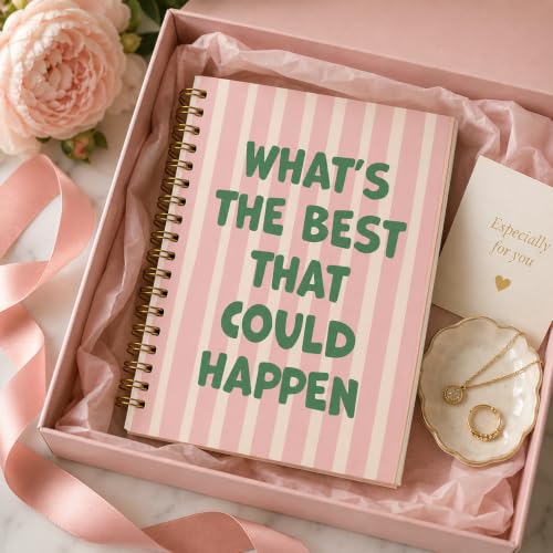 Cute Journal for Girls，Pink Spiral Notebook A5 Hardcover， - color: Happy