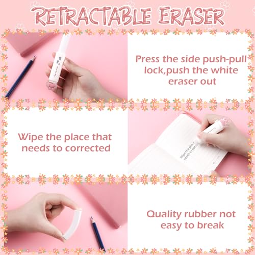 8 Pcs Cute Cat Paw Stationery Set Kawaii School Office Supplies Including Eraser Correction Tape Highlighters Sticky Notes Ruler for Cat Lovers Students (White) - style: Style D (White)