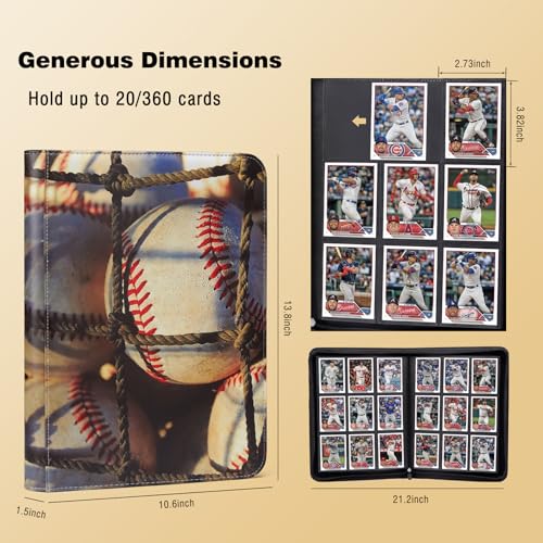 Soccer Card Binder 468 Pockets Waterproof Trading Cards Storage - color: Baseball, size: 360