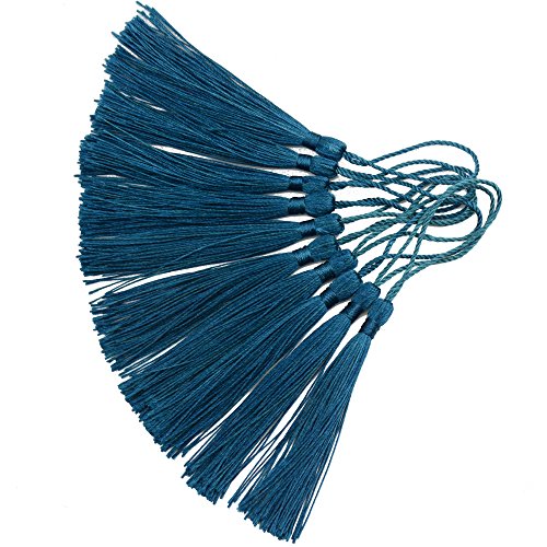 100Pcs 5 Inch Silky Bookmark Tassels for Jewelry, Souvenir(Dark Teal) - color: Dark Teal