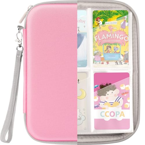 Card Holder for Yoto Cards, 80-Pockets Card Binder with Zipper - color: Pink