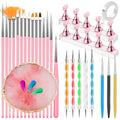 YOOVR 27-In-1 Nail Art Tools with Nail Stand Holder for Press on Painting - color: Pink