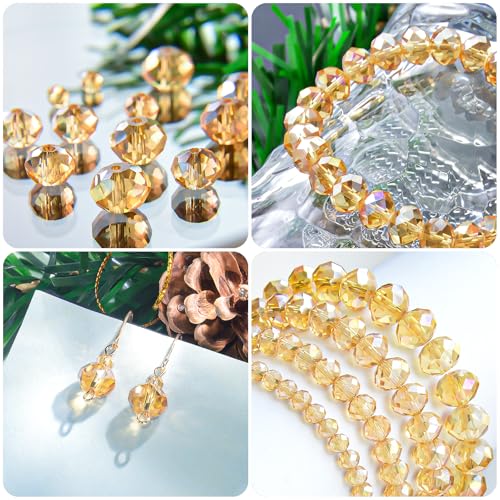 1200 Pcs 4mm Round Crystal Glass Beads for DIY Jewelry, Ideal for Bracelets, Necklaces, Pendants, and Handmade Craft Projects(Gold Champagne) - color: Golden champagne, size: 4mm 1200pcs