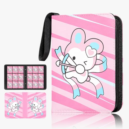 Pink Card Binder for Girls, Cute 9-Pocket Trading Card Binder - color: PINK, size: Large