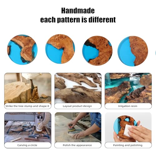 Drink Coaster Set, Wooden Bar Coasters, Resin Coaster for Coffee Table, Tabletop Decorative Artwork, Unique, Handmade & Aesthetically Pleasing for Home, Office, Bar Decor,Coasters Set of 4