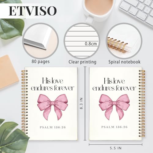 Retro Pink Coquette Bow Christian Notebook, Psalm 136:26 Bible Journaling, Religious Prayer Journal for Woman, Church Notes Notebook, Scripture Hardcover Spiral Notebooks 5.5x8.3 Inch - color: 05-Bible(06)