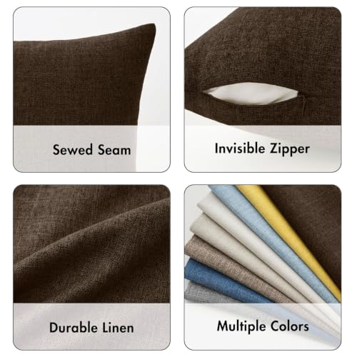 MIULEE Pack of 2 Decorative Linen Burlap Pillow Covers Farmhouse Boho Accent Pillowcases Modern Home Decor for Couch Sofa Bedroom Living Room 18x18 Inch Reddish Brown - color: Reddish Brown, size: 18" x 18" (Pack of 2)