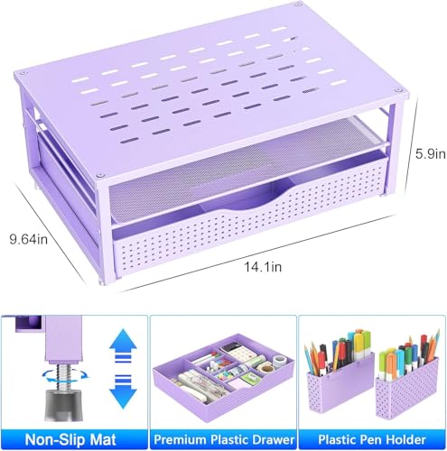gianotter Monitor Stand with Drawer and 2 Pen Holders - color: Purple