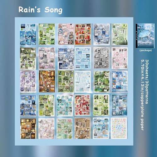 Japanese Stickers for Journaling Supplies, Nature Japanese Stickers Book - color: Rain