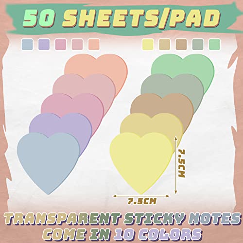 Jetec 500 Sheets Transparent Sticky Notes Bulk Pastel, Colorful, Cute - color: Colorful, style: Cute