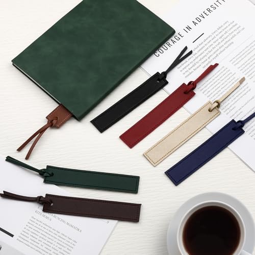 7 Pcs Leather Bookmarks, Classic Handmade Stitched Bookmark for Men - size: 7 Pcs