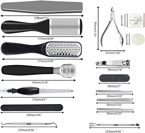 36 in 1 Pedicure Kit, Stainless Steel Foot Care Tools with Foot Rasp - style: Black&Silver