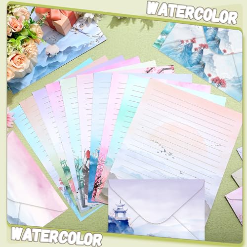 TaoBary 160 Pcs Ink Painting Stationery Paper and Envelopes Set, 8.5 x 11'' - size: 8.5 x 11 Inch, style: Ink Painting
