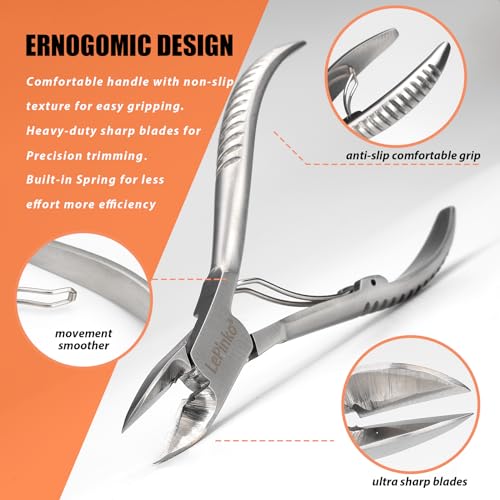 Heavy Duty Podiatrist Toenail Clippers for Thick and Ingrown Nails, Hand Forged Stainless Steel Toe Nail Clippers for Men Women Seniors (Pack of 2) - size: 1 piece (Pack of 2)