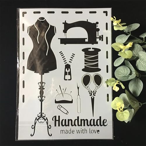 TIAMECH A4 Reusable Sewing Machine Tools Stencil for Painting - style: Sewing Machine Tools
