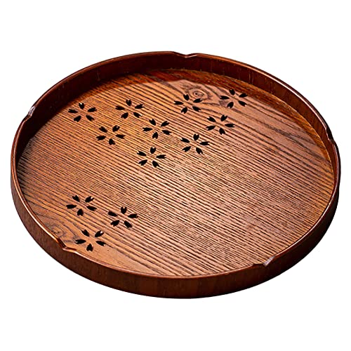 Round Tray Cherry Blossom Pattern Tea Serving Tray Tea Serving Plate