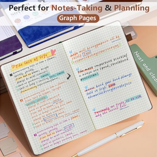 Graph Paper Notebook 5.9"×8.5", 160 Pages Grid Notebook, A5 Graphing Paper - color: Brown, size: Grid Page