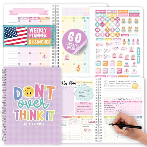 Undated Weekly Planner Spiral - Undated Weekly Planner Habit Tracker - color: Purple Pastel