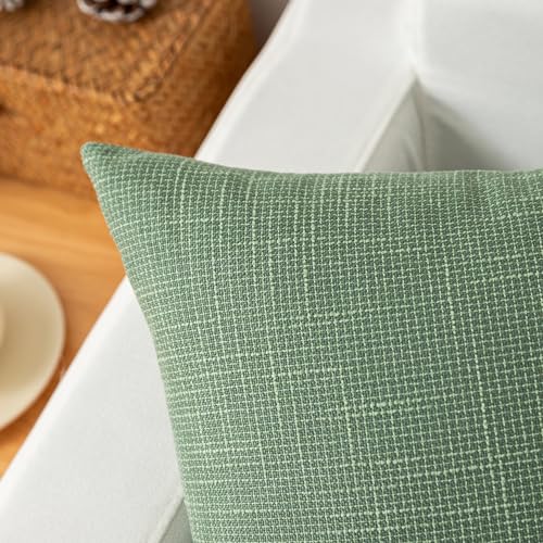 Kevin Textile Set of 2 Sage Green Pillow Covers 20 x 20 Inch Spring Farmhouse Boho Decorative Throw Pillow Covers Linen Cushion Covers for Sofa Couch Décor - color: Sage Green, size: 20" x 20" (Pack of 2)