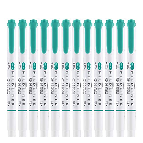 Zebra Pen MILDLINER No Bleed Highlighter, Summer Green, Dual Tip, 12-Pack - color: Summer Green