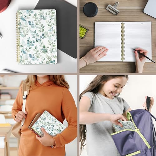 Cute Spiral Notebook Lined Journal B5 Note Book with Pocket, Spring - color: Spring Leaves